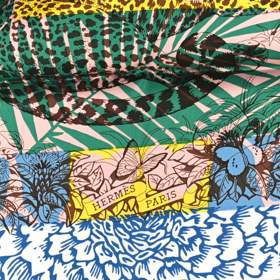 愛のパレード＊HERMES カレ 70 Jungle Love au Tampon イエロー 愛のパレード＊HERMES カレ 70 Jungle Love au Tampon イエロー