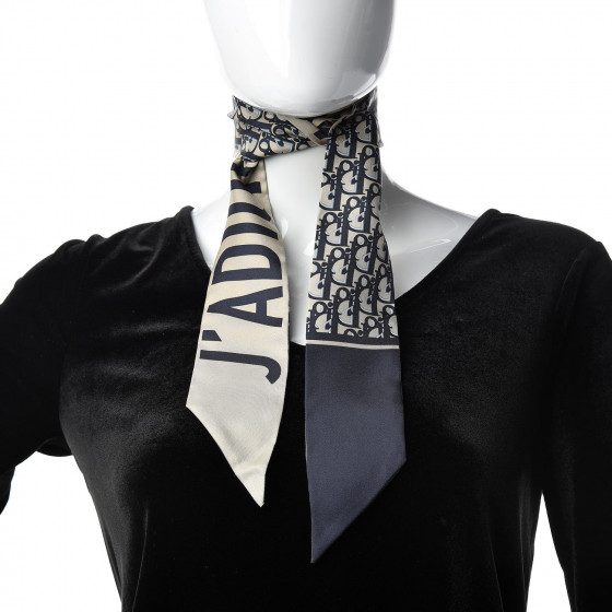 スカーフ DIOR OBLIQUE SILK FOULARD Dior Oblique Diortwin 90 Square Scarf Gray and Navy Blue