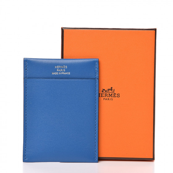 HERMES Silkiss Lambskin MC2 Gama Card Holder Bleu Zellige