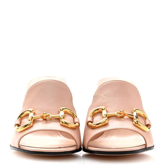 GUCCI ベージュ オープントゥ ミュール GUCCI Nappa Horsebit 75mm Slide Sandals 36 Skin Rose 1633080