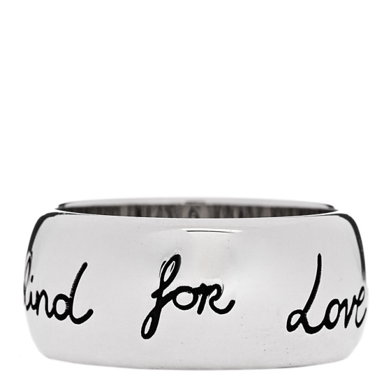 GUCCI Sterling Silver Wide Blind for Love Band Ring 54 6.75