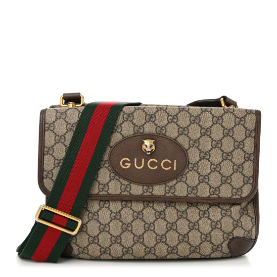 GUCCI GG Supreme Monogram Web Neo Vintage Double Flap