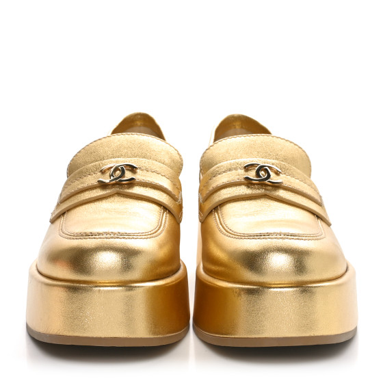 シャネル38.5 Chanel White Perforated Leather CC Low Top Sneakers Size
