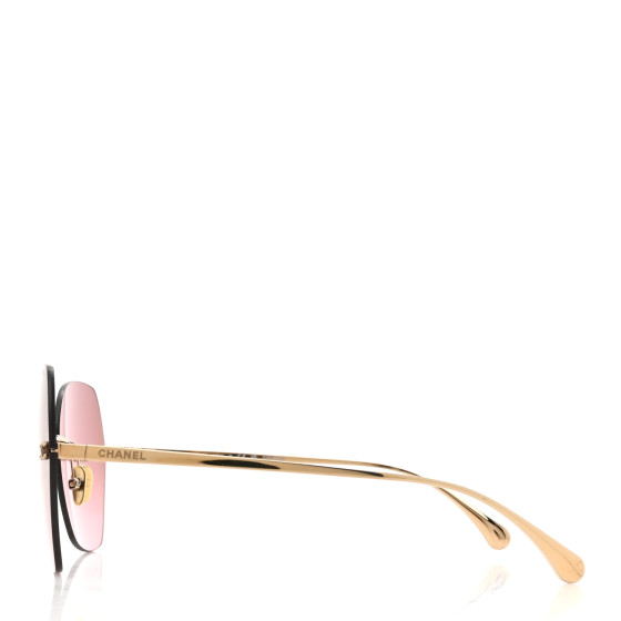 CHANEL Titanium Polarized Rimless Square Sunglasses 4271-T