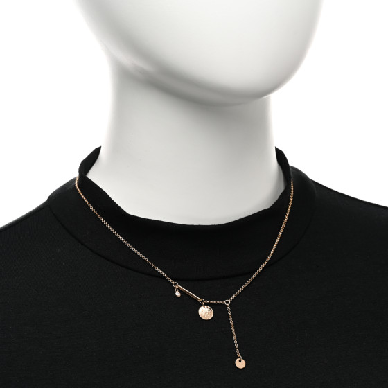 HERMES 18K Rose Gold Diamond TPM Ex-Libris Pendant Necklace