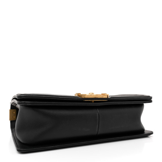 CHANEL Calfskin Medium Boy Logo Top Handle Flap Black