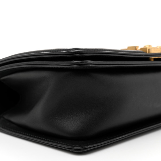 CHANEL Calfskin Medium Boy Logo Top Handle Flap Black