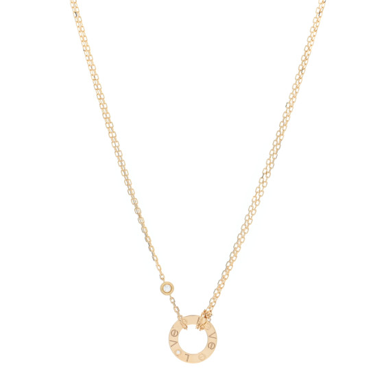 CARTIER 18K Yellow Gold 2 Diamond LOVE Necklace 1522741