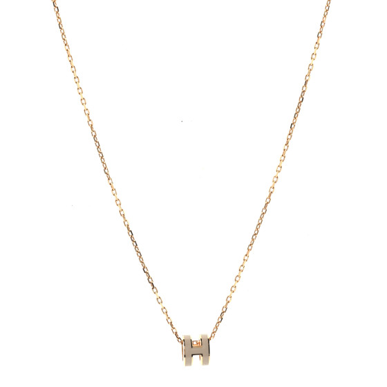 ★Hermes★(W) Mini Pop H Pendant★Rose Gold & Marron Glac Hermes Mini Pop H Pendant Marron Glace Rose Gold