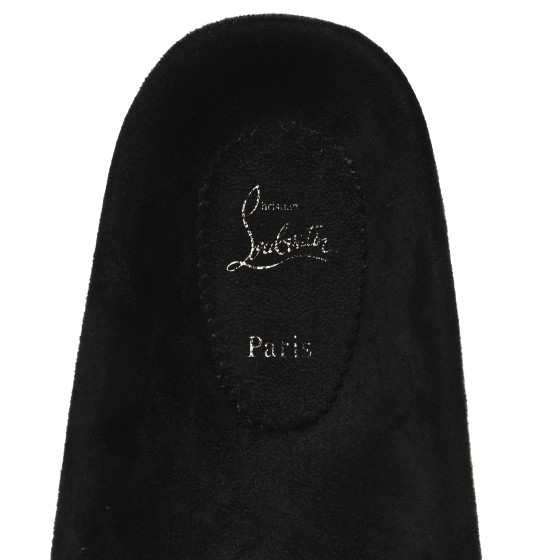 【Christian Louboutin】 Varsimule Bizz logo suede slides Varsimule Bizz logo suede slides in black - Christian