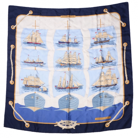 カレ90 HERMES GRAND LARGUE scarf HERMES Silk Grand Largue Scarf 90 65141 | FASHIONPHILE