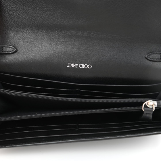 JIMMY CHOO Calfskin Crystal Cheri Wallet on Chain Bag Black