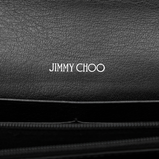 JIMMY CHOO Calfskin Crystal Cheri Wallet on Chain Bag Black