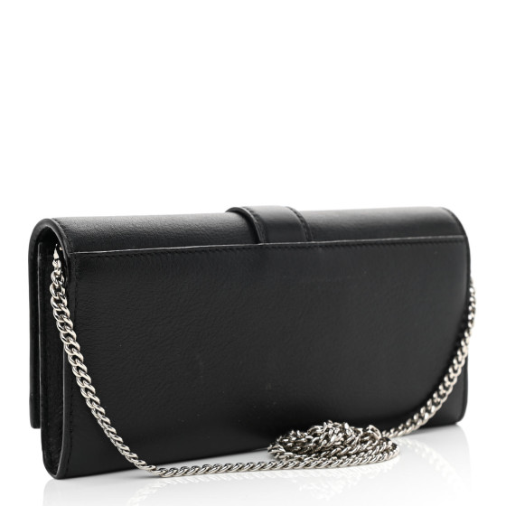 JIMMY CHOO Calfskin Crystal Cheri Wallet on Chain Bag Black