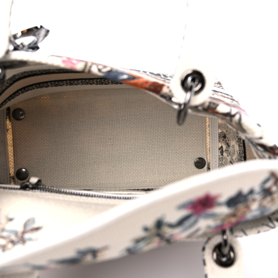 CHRISTIAN DIOR Canvas Jardin D'Hiver Embroidered Medium Lady