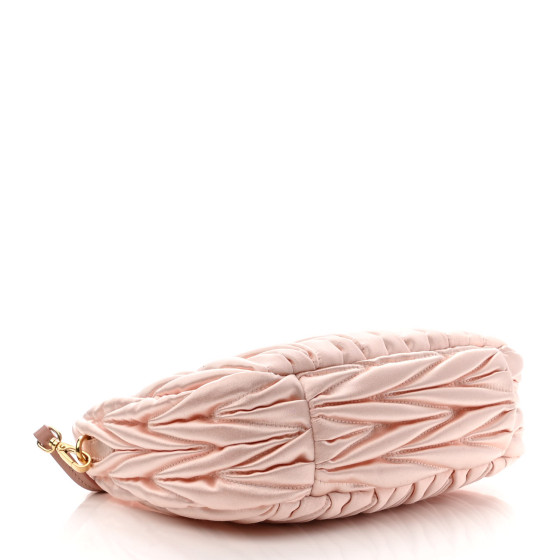 MIU MIU Satin Matelasse Mini Wander Hobo Alabaster Pink