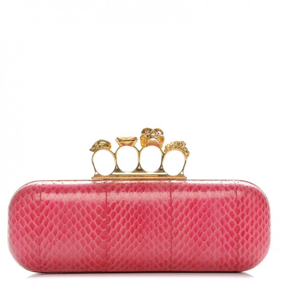 ALEXANDER MCQUEEN Python Knuckle Box Clutch Pink 203638