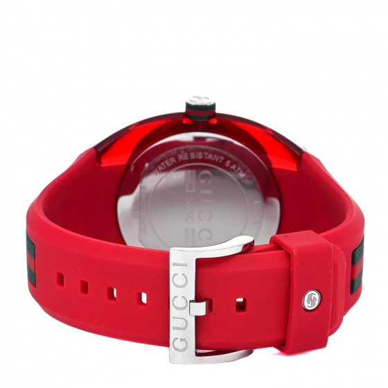 GUCCI グッチsync archive Watch rubber レッド GUCCI Stainless Steel Rubber 46mm Sync Web Quartz Watch Red