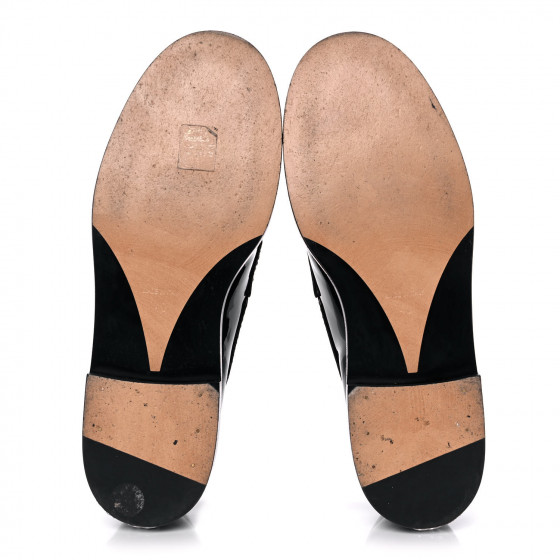 CHANEL Patent Calfskin Logo Loafers 40 Black 967207