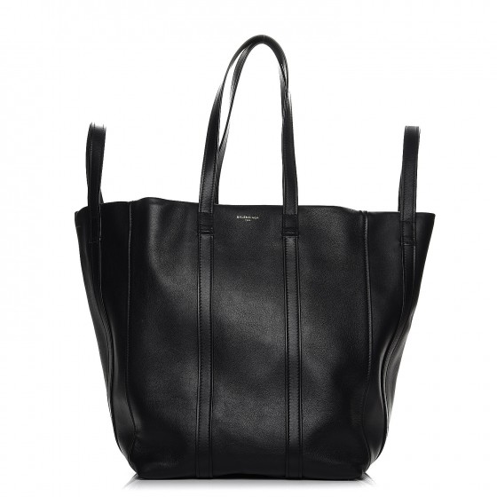 BALENCIAGA Calfskin Large Laundry Cabas Tote Black 222402