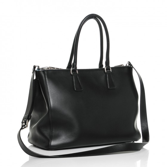 PRADA City Calf Bi-Color Medium Galleria Double Zip Tote