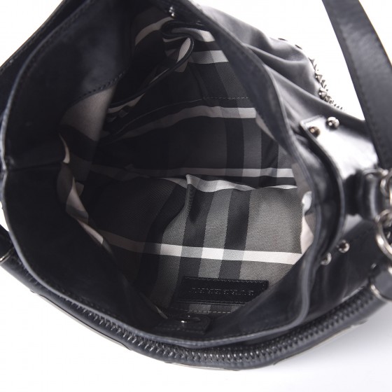 BURBERRY Prorsum Calfskin Studded Shoulder Bag Black 323864