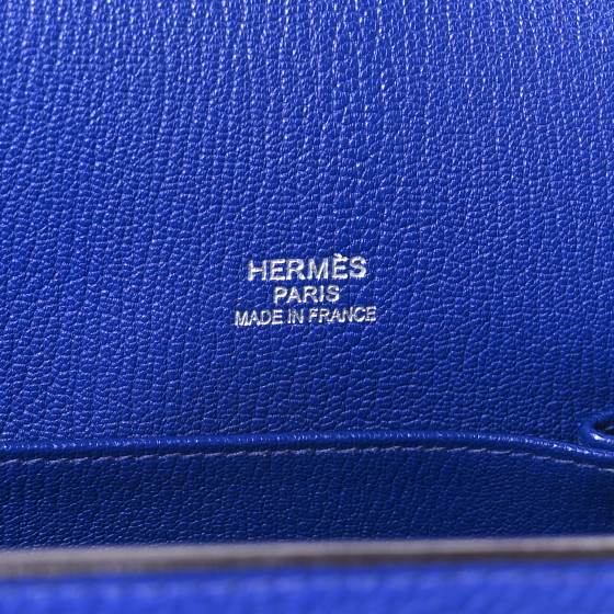 HERMES Taurillon Clemence Jypsiere 34 Bleu Electrique