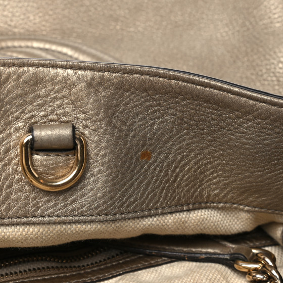 meico*.。♡　0329 GUCCI Metallic Pebbled Calfskin Medium Soho Chain Shoulder