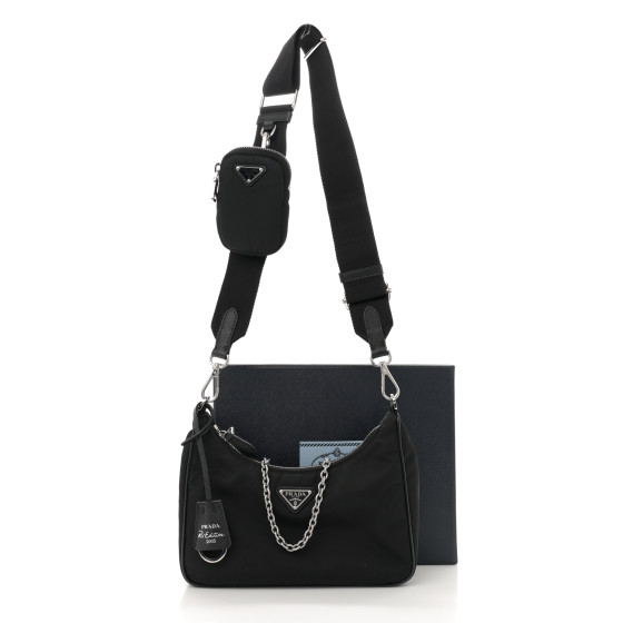 PRADA Nylon Re-Edition 2005 Shoulder Bag Black 1693120