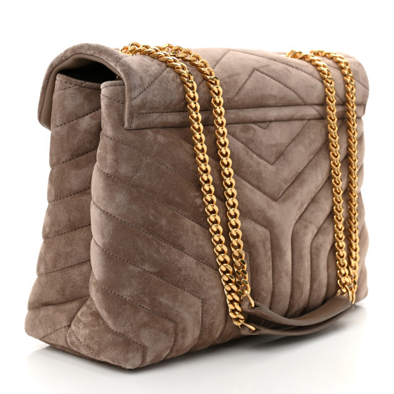 SAINT LAURENT Suede Y Quilted Monogram Medium Loulou Chain