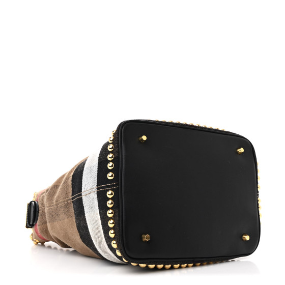 BURBERRY Canvas Mega Check Studded Medium Ashby Bucket Bag