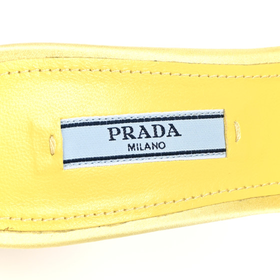 PRADA パンプス　ロゴプレート PRADA Satin Crystal Logo 65mm Slide Sandals 36.5 Ananas