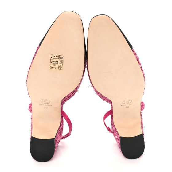 CHANEL ピンク ストラップミュール Chanel Thong Sandals Shoes Flats Flip Flop Tweed Pink Size