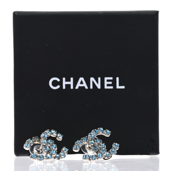 あみページ CHANEL Crystal CC Earrings Silver Blue 1342480 | FASHIONPHILE