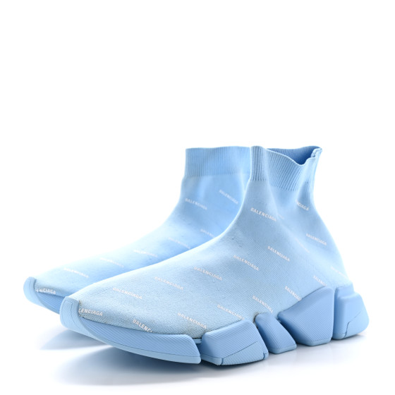 希少★関税込【BALENCIAGA】スピード 2.0 Blue スニーカー Balenciaga - Speed 2.0 Logo-Print Stretch-Knit Slip-On
