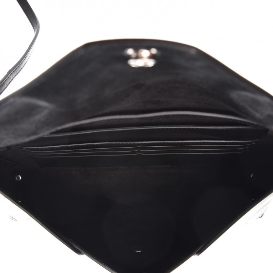 CELINE Natural Calfskin Biker Evening Clutch on Strap Black