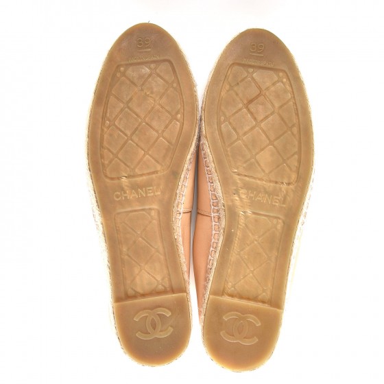 CHANEL様 CHANEL Lambskin CC Espadrilles 39 Beige Black 264808