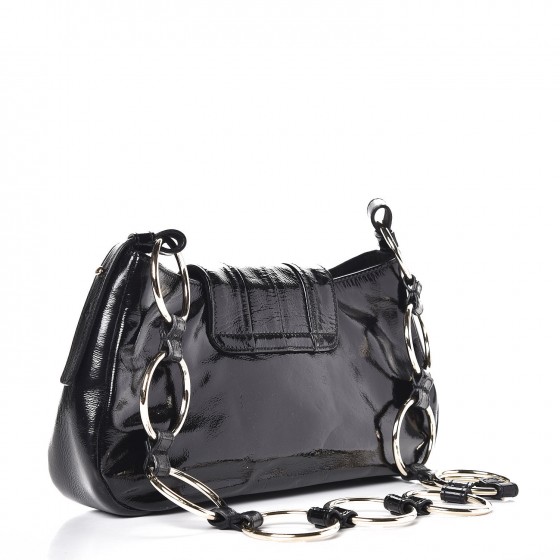 SAINT LAURENT Textured Patent Corset Chain Shoulder Bag
