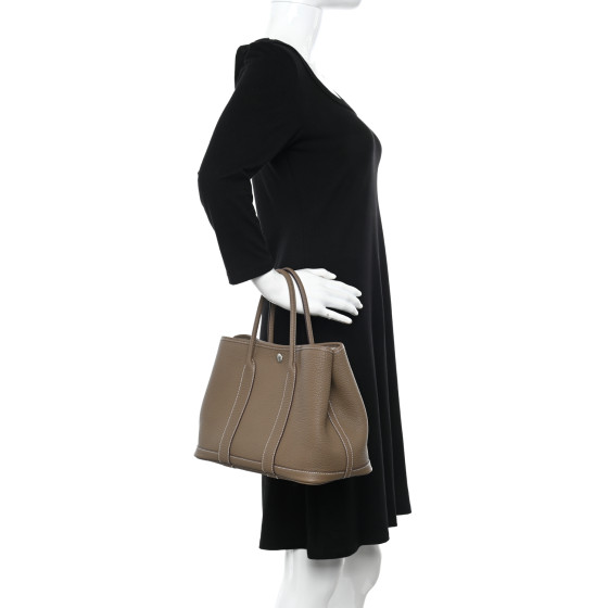 HERMES◆Garden Party 30 Etoupe & Black◆ HERMES Negonda Garden Party 30 TPM Etoupe 1335735 | FASHIONPHILE