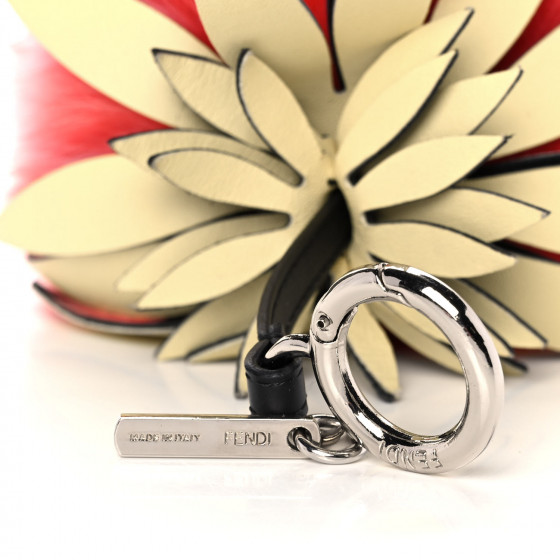 FENDI Fox Rabbit Fur Nappa Pineapple Bag Charm Rosa Scuro