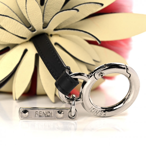 FENDI Fox Rabbit Fur Nappa Pineapple Bag Charm Rosa Scuro