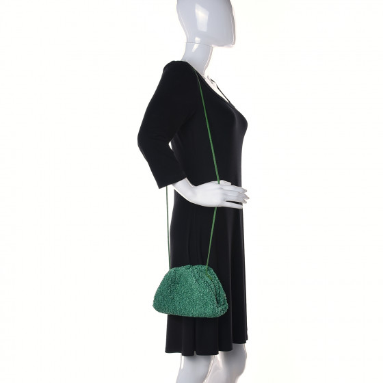 BOTTEGA VENETA Boucle Curly Raffia The Mini Pouch Parakeet