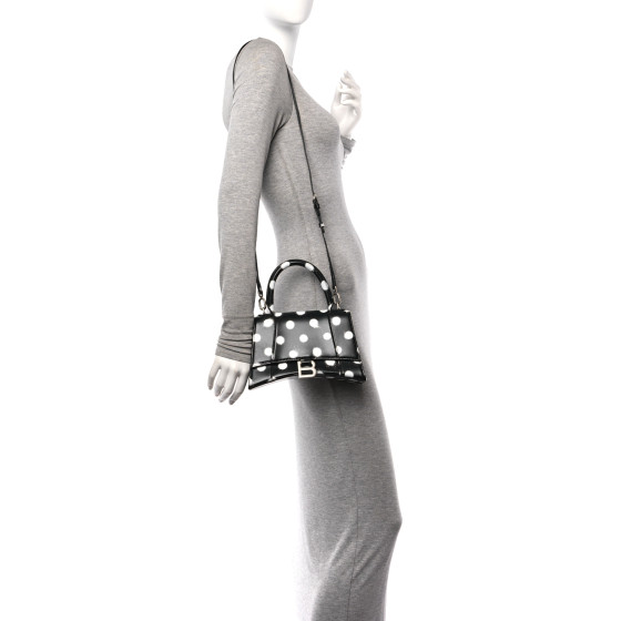 【BALENCIAGA】Hourglass トップハンドルバッグ★スプレードット BALENCIAGA Smooth Calfskin Spray Polka Dot Small Hourglass