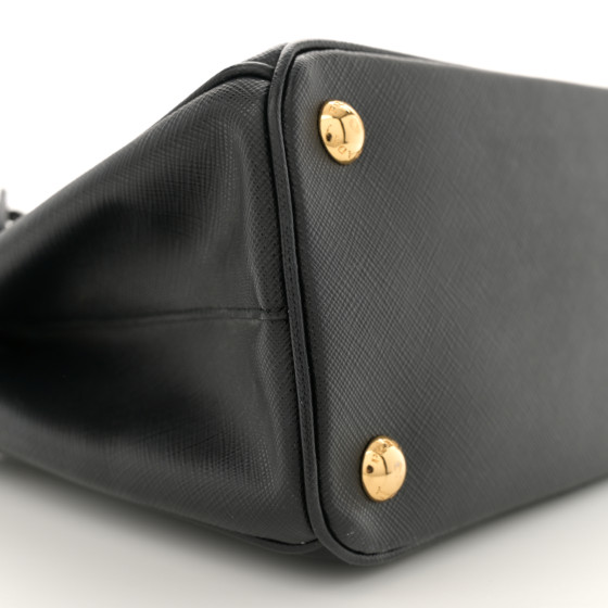 PRADA Saffiano Lux Small Galleria Double Zip Tote Black