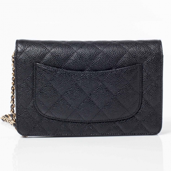 CHANEL Caviar Quilted Wallet On Chain WOC Black 37348