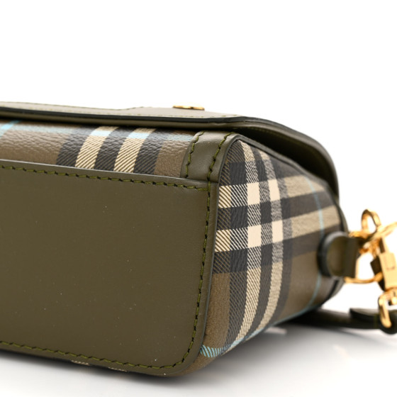 BURBERRY Olive Green Check Note Bag ショルダーバッグ Burberry Small Note Shoulder Bag in Olive Green | FWRD