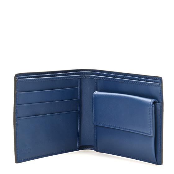GUCCI GG Supreme Monogram Calfskin Bi-Fold Wallet Beige