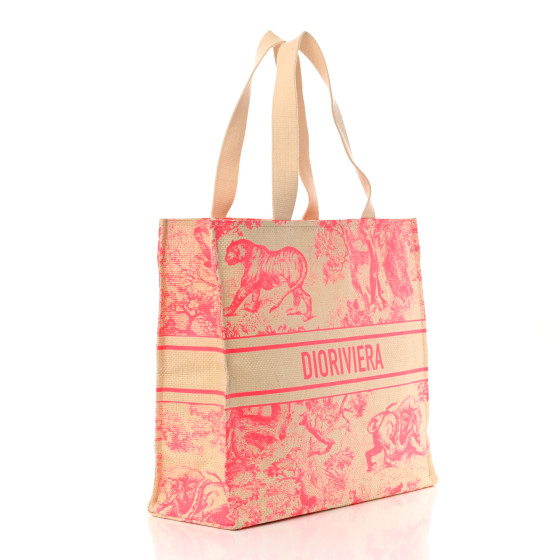 ☆可愛いピンク☆ Dioriviera Dior Book Tote バッグ ミディアム Dioriviera Mini Dior Book Tote White and Yarrow Pink Toile