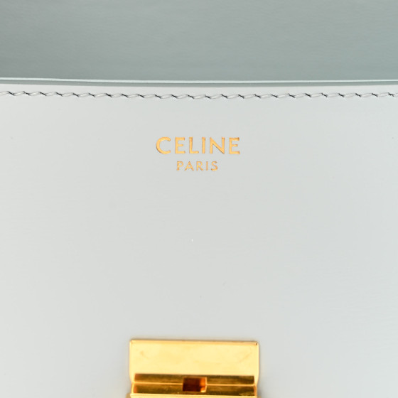 CELINE Shiny Calfskin Triomphe Shoulder Bag Soft Blue 1299830