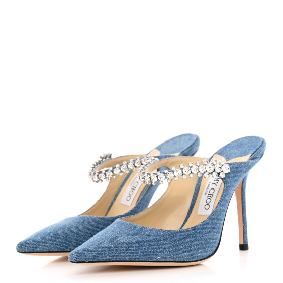 クリスタル★Jimmy Choo BING 120 ウェッジサンダル DENIM BING WEDGE 120 | Denim Wedges with Crystal Straps | Winter